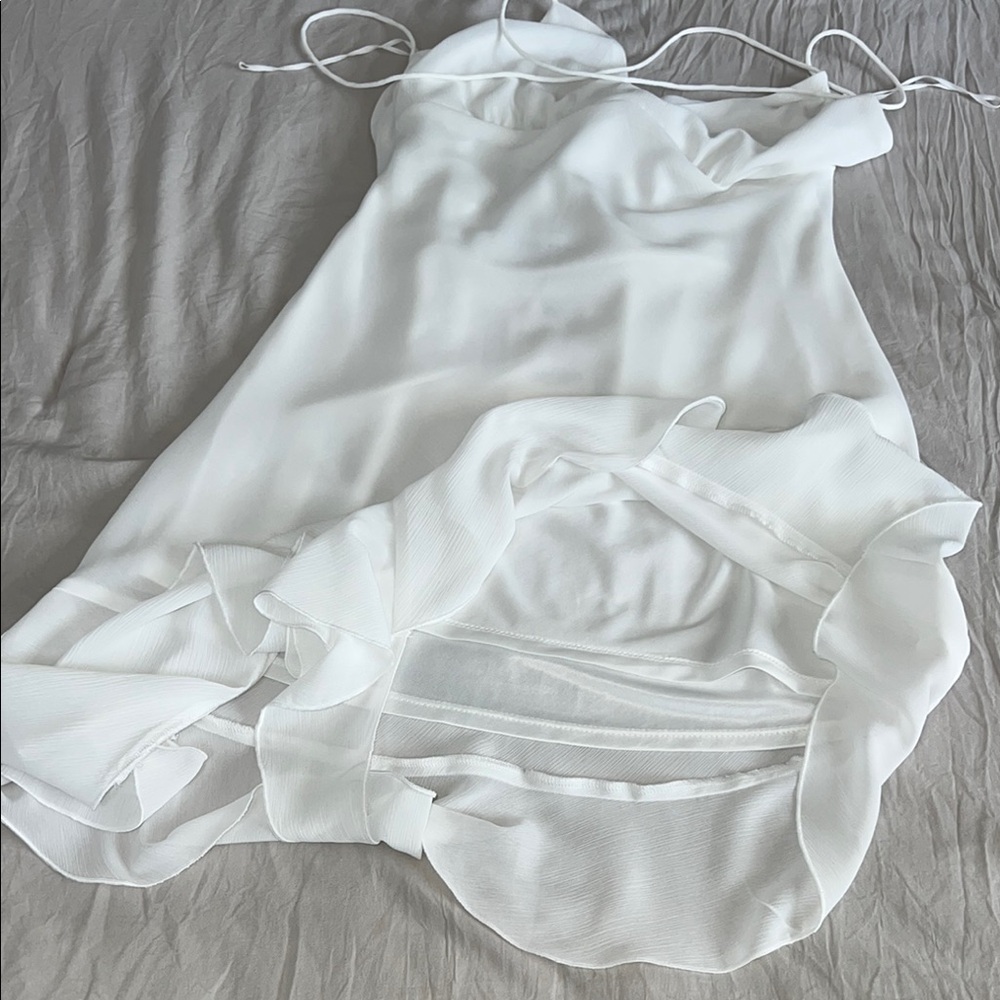 Zara White Ruffle Hem Dress - Picture 9 of 9